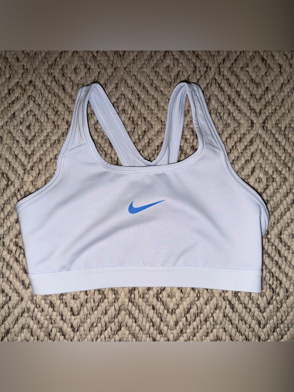 Nike Women's Pale Blue Racerback Swim Bikini Top with Blue Swoosh